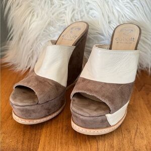 Cobb Hill by New Balance Women's Cream and Brown Wedge Sandals